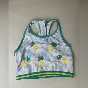 Andy & Evan Pineapple Sequin Racerback Zip Swim Top Size 12